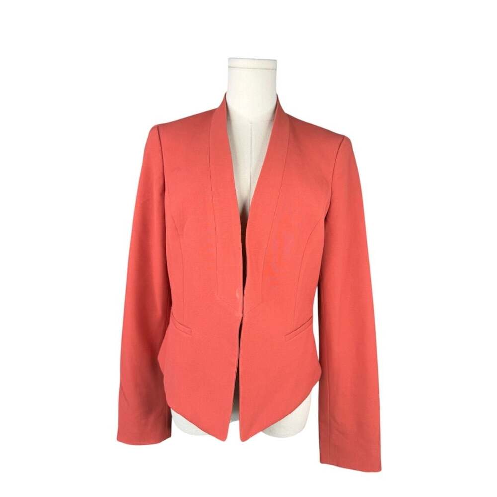 Nine West Women's Coral Kiss-Front Collarless Blazer Jacket Sz. M